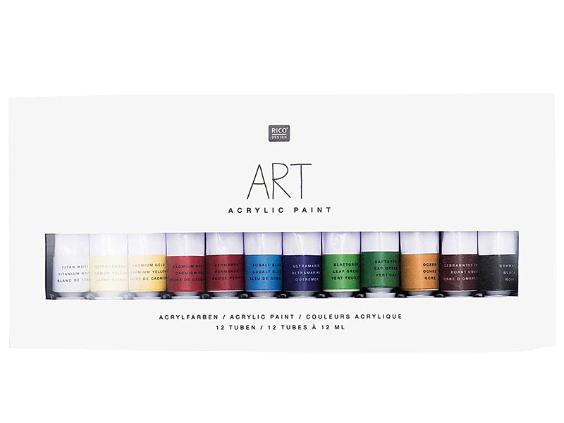 Castle Art Supplies Set 12 Tubes Peinture Acrylique 75 Ml - Couleurs Intenses & Professionnelles