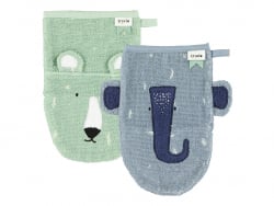Acheter Pack de 2 gants de toilette Ours et éléphant - Mr. Polar Bear - Mrs. Elephant - 19,99 € en ligne sur La Petite Epicer...