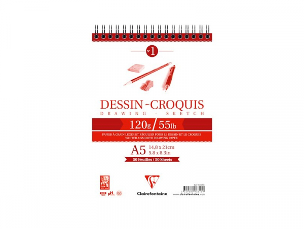 Acheter Bloc de dessin-croquis A5 à spirales - 120g Clairefontaine - 7,29 € en ligne sur La Petite Epicerie - Loisirs créatifs