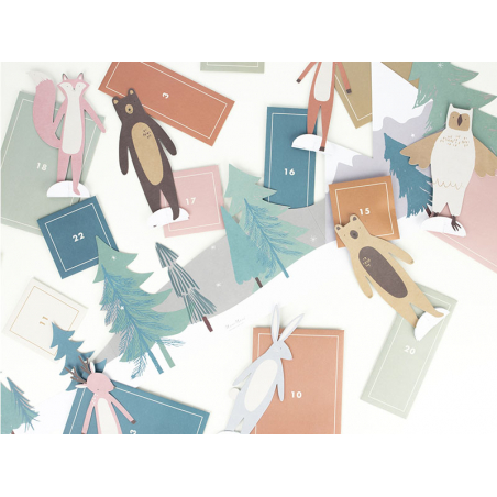 Acheter Calendrier de l'avent Noël avec les animaux de la forêt en papier - 24 pièces - 31,99 € en ligne sur La Petite Epicer...