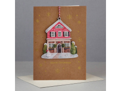 Acheter Carte de Noël ornement en bois - Maison rouge - 3,49 € en ligne sur La Petite Epicerie - Loisirs créatifs