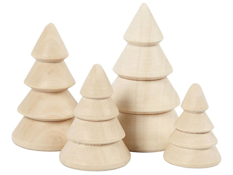 Acheter Lot de 4 sapins de Noël en bois - Hauteur 3,3 + 4,3 + 5,3 cm - 6,49 € en ligne sur La Petite Epicerie - Loisirs créatifs
