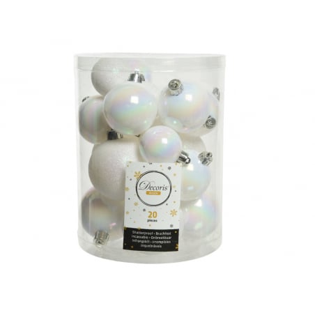 Acheter Lot de 20 Boules de Noël incassables - blanc nacré et paillettes - 12,99 € en ligne sur La Petite Epicerie - Loisirs ...