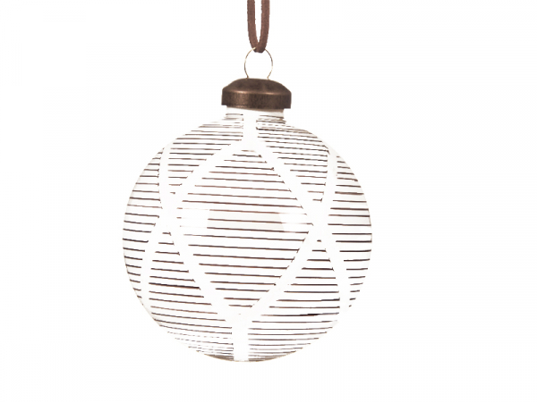 Acheter Boule de Noël en verre - Blanc motifs losanges - 8 cm - 4,99 € en ligne sur La Petite Epicerie - Loisirs créatifs