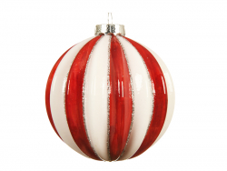 Acheter Boule de Noël en verre - Côtelée rouge et blanc - 8 cm - 4,99 € en ligne sur La Petite Epicerie - Loisirs créatifs