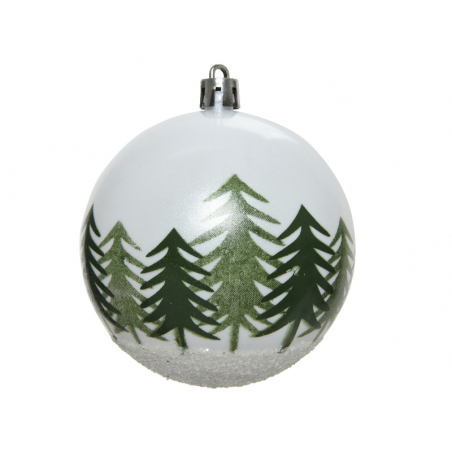 Acheter Boule de Noël incassable - Sapins et neige paillettes - 8 cm - 3,49 € en ligne sur La Petite Epicerie - Loisirs créatifs