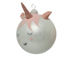 Acheter Boule de Noël en verre - Licorne blanche à paillettes - 8 cm - 4,29 € en ligne sur La Petite Epicerie - Loisirs créatifs