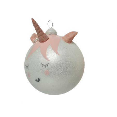 Acheter Boule de Noël en verre - Licorne blanche à paillettes - 8 cm - 4,29 € en ligne sur La Petite Epicerie - Loisirs créatifs