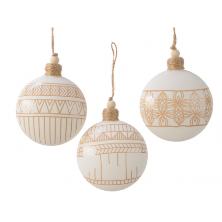 Acheter Suspension de Noël bohème en verre blanc - Motifs fleurs - 5,99 € en ligne sur La Petite Epicerie - Loisirs créatifs