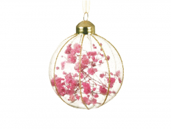 Acheter Boule de Noël en verre dorures et fleurs séchées - Rose - 4,79 € en ligne sur La Petite Epicerie - Loisirs créatifs