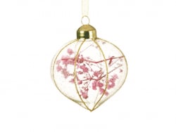 Acheter Suspension coeur de Noël en verre dorures et fleurs séchées - Violettes - 4,79 € en ligne sur La Petite Epicerie - Lo...