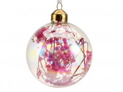 Acheter Boule de Noël en verre nacré avec fleurs séchées - Violet - 4,79 € en ligne sur La Petite Epicerie - Loisirs créatifs