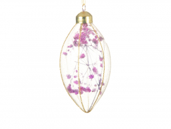 Acheter Suspension de Noël oval en verre dorures et fleurs séchées - Violettes - 4,79 € en ligne sur La Petite Epicerie - Loi...