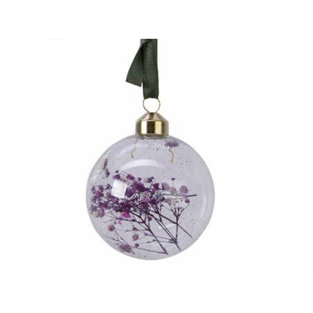 Acheter Boule de Noël verre transparent avec fleurs séchées - Violet - 4,49 € en ligne sur La Petite Epicerie - Loisirs créatifs