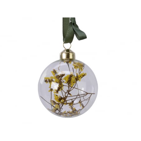 Acheter Boule de Noël verre transparent avec fleurs séchées - Jaune - 4,49 € en ligne sur La Petite Epicerie - Loisirs créatifs