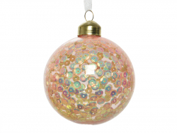 Acheter Boule de Noël en verre nacré sequins - Rose clair - 8 cm - 4,79 € en ligne sur La Petite Epicerie - Loisirs créatifs