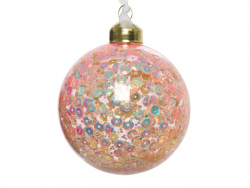 Acheter Boule de Noël en verre nacré sequins - Rose foncé - 8 cm - 4,79 € en ligne sur La Petite Epicerie - Loisirs créatifs