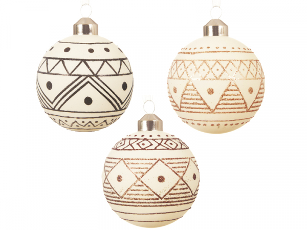 Acheter Boule de Noël verre blanc mat motifs paillettes - Cuivre - 4,79 € en ligne sur La Petite Epicerie - Loisirs créatifs