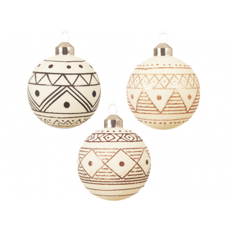 Acheter Boule de Noël verre blanc mat motifs paillettes - Cuivre - 4,79 € en ligne sur La Petite Epicerie - Loisirs créatifs