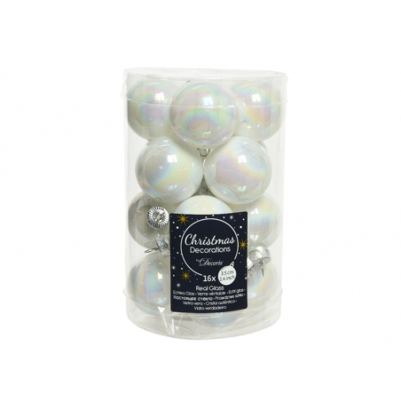 Acheter Lot de 16 mini boules de Noël en verre nacré blanc - 7,99 € en ligne sur La Petite Epicerie - Loisirs créatifs