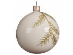 Acheter Boule de Noël en verre décor sapin doré - Brillante beige 8 cm - 4,49 € en ligne sur La Petite Epicerie - Loisirs cré...
