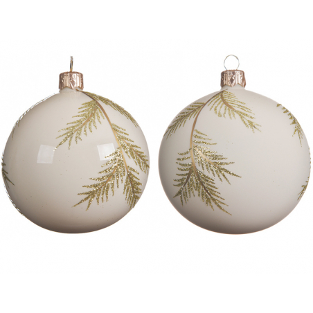 Acheter Boule de Noël en verre décor sapin doré - Brillante beige 8 cm - 4,49 € en ligne sur La Petite Epicerie - Loisirs cré...