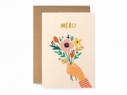 Acheter Carte postale Merci - Bouquet de fleurs - avec enveloppe - 3,49 € en ligne sur La Petite Epicerie - Loisirs créatifs