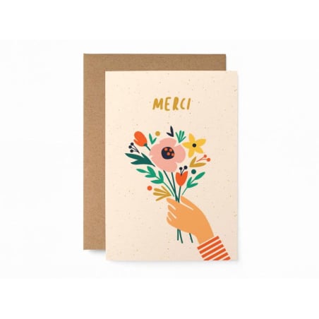 Acheter Carte postale Merci - Bouquet de fleurs - avec enveloppe - 3,49 € en ligne sur La Petite Epicerie - Loisirs créatifs