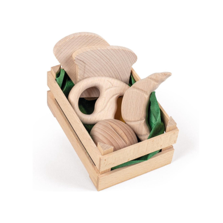 Acheter Petite cagette en bois pour dinette - 4 viennoiseries à personnaliser - 9,99 € en ligne sur La Petite Epicerie - Lois...