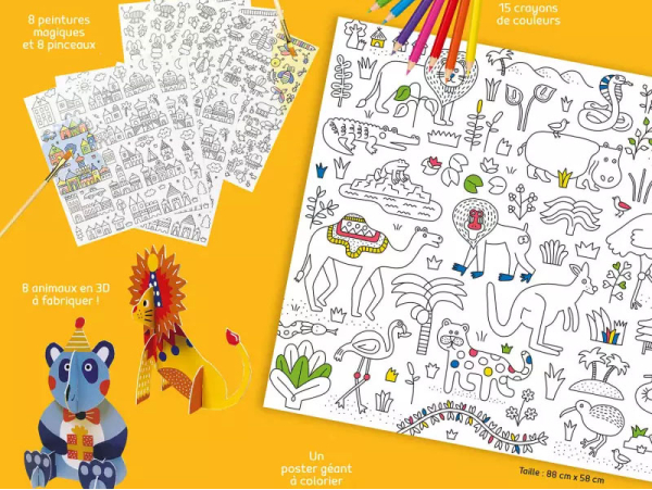 Lot de 4 plateaux en plastique pour loisirs créatifs d'enfants, 4 couleurs  (34 x 25,4 x 3 cm)