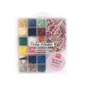 Maxi boite - 16 couleurs de perles heishi NATURE et accessoires + perles lettres, ciseaux et fil élastique