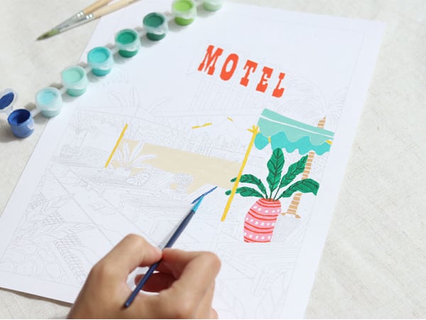 Kit peinture numérotée 'The Motel Pool'  LA PETITE ÉPICERIE – Mouflette –  Sélection bien sentie