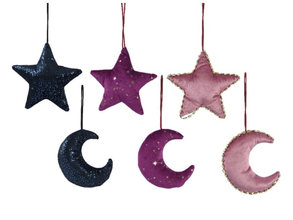 Boule de Noël étoile en tissu - violet