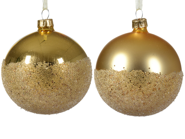 Couronne de Noël faites de petites boules en verre dorées - ø40cm