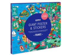 Poster géant à colorier et décorer de stickers France - OMY