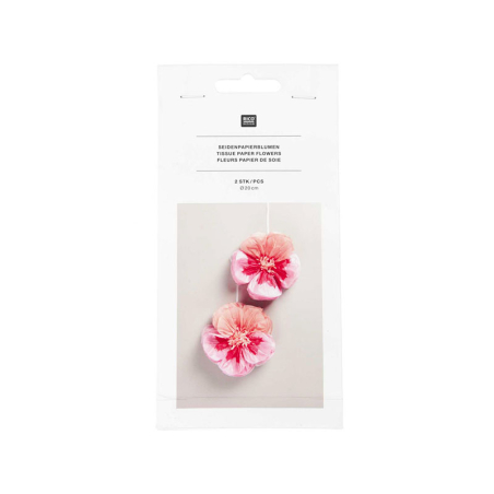 2 Fleurs papier de soie pensées rose - 20 cm - Rico design