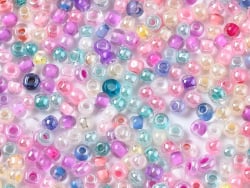 Perles de rocailles nacrées en tube - Mélange arc-en-ciel pastel - 2 mm - 10 g
