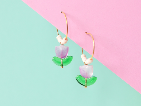 Boucles d'oreilles en perles en forme de tulipes