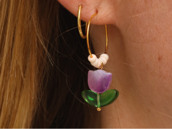 Boucles d'oreilles en perles en forme de tulipes