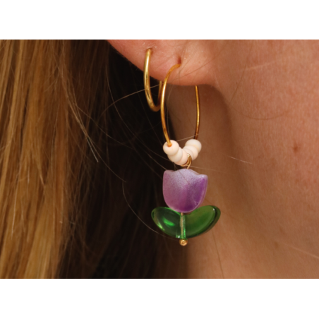 Boucles d'oreilles en perles en forme de tulipes