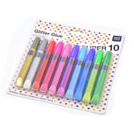 Acheter Lot de 10 stylos colle paillettes - glitter glue - couleurs métalliques - 7,30 € en ligne sur La Petite Epicerie - Lo...