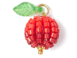 Pendentif pomme rouge en perles de rocaille nacrées