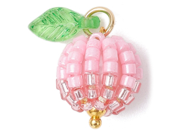 Pendentif pomme rose en perles de rocaille nacrées