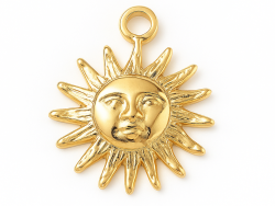 Breloque soleil texturé en acier inoxydable 304 doré