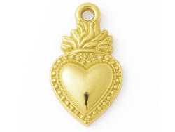 Breloque cœur sacré en acier inoxydable 304 plaqué or 14K