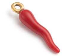 Breloque corne italienne en émail rouge foncé sur acier inoxydable 304 plaqué or