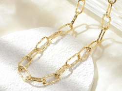 Collier chaîne à maillons texturés en laiton doré à l’or fin – 43,3 cm