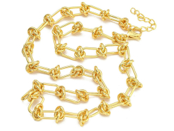 Collier chaîne à nœuds en laiton doré à l’or fin