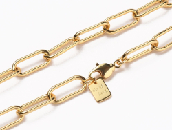 Collier chaîne à maillons rectangulaires en laiton doré à l’or fin