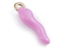 Breloque corne italienne en émail violet sur acier inoxydable 304 plaqué or